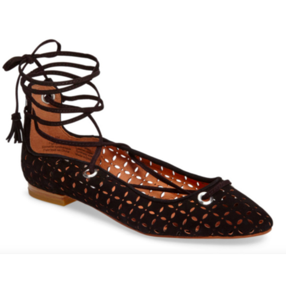 Halogen Nella Ghillie Black Ballet Women's Flats - Picture 3 of 9